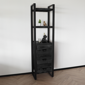 Lizzely Garden & Living Boekenkast mangohout Blizy kast zwart industrieel 200cm hoog massief hout mango wandkast Lizzely Garden & Living Boekenkast mangohout Blizy kast zwart industrieel 200cm hoog massief hout mango wandkast