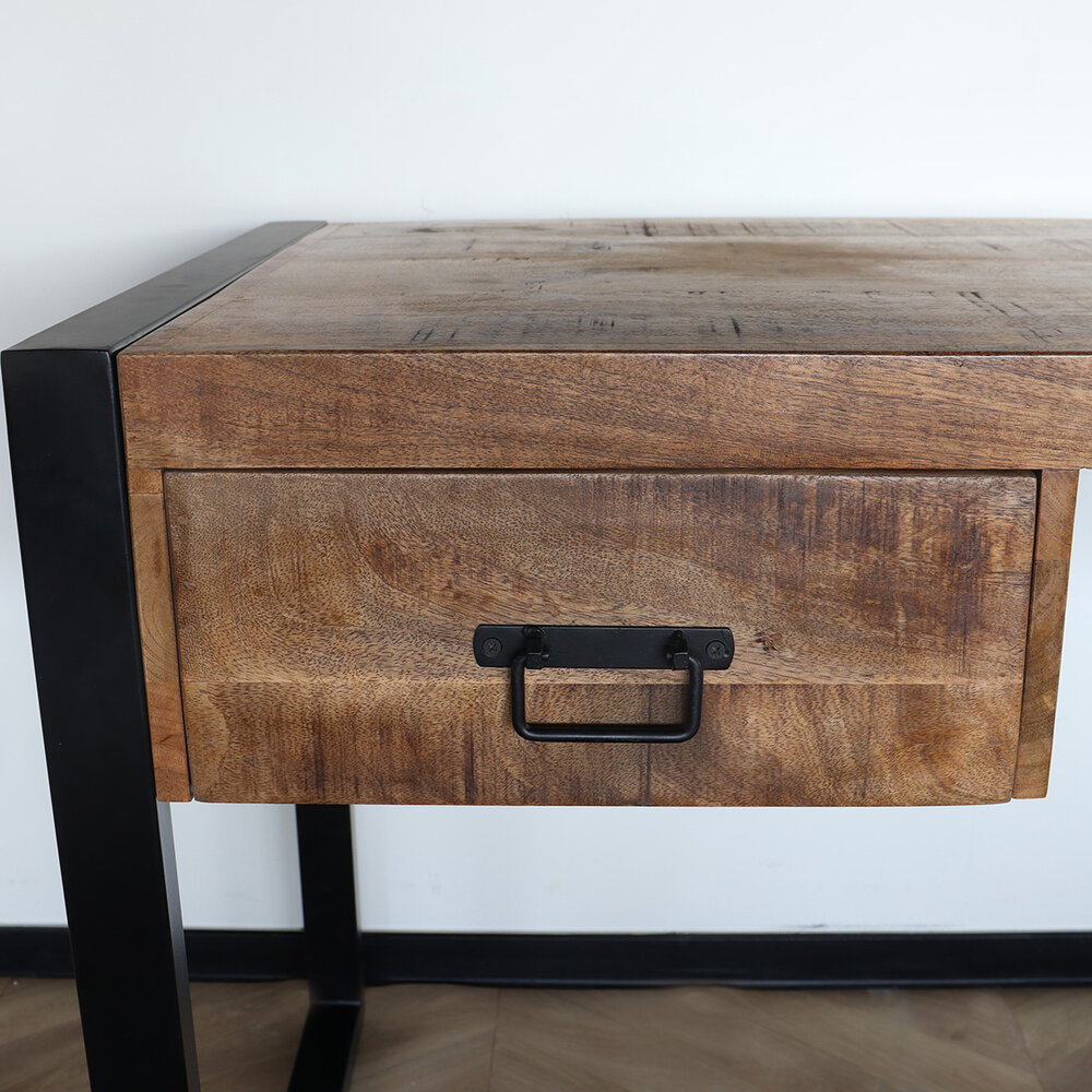 Bureau Morris 145cm industrieel duurzaam massief mangohout Bureau Morris 145cm industrieel duurzaam massief mangohout