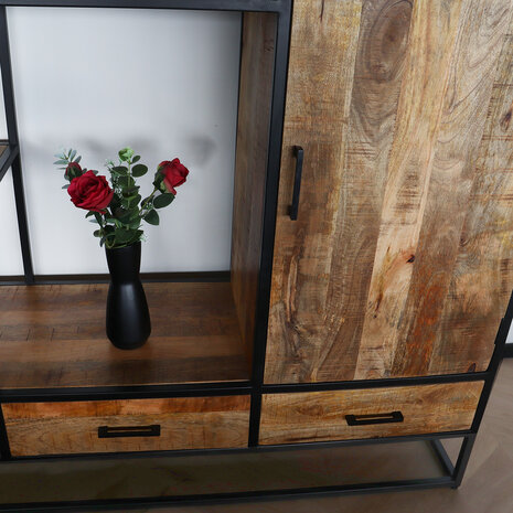 Lizzely Garden & Living Kast bruin industrieel Dani mangohout 200cm hoog vakkenkast wandkast Lizzely Garden & Living Kast bruin industrieel Dani mangohout 200cm hoog vakkenkast wandkast