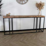Lizzely Garden & Living Bijzettafel mangohout Don 180cm bruin industrieel side table Lizzely Garden & Living Bijzettafel mangohout Don 180cm bruin industrieel side table