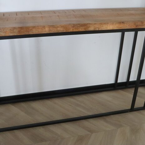 Lizzely Garden & Living Bijzettafel mangohout Don 180cm bruin industrieel side table Lizzely Garden & Living Bijzettafel mangohout Don 180cm bruin industrieel side table