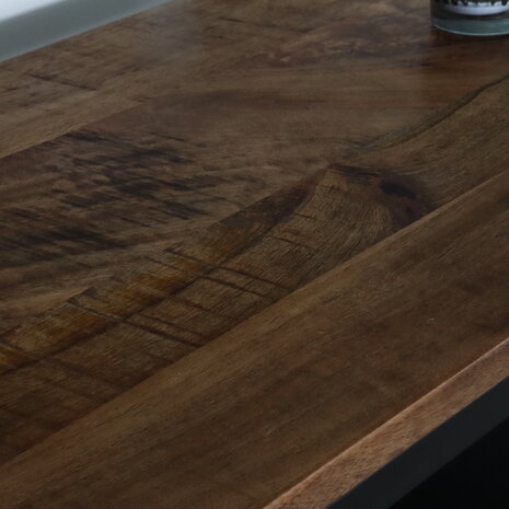 Lizzely Garden & Living Bijzettafel mangohout Mats 90cm bruin industrieel side table Lizzely Garden & Living Bijzettafel mangohout Mats 90cm bruin industrieel side table