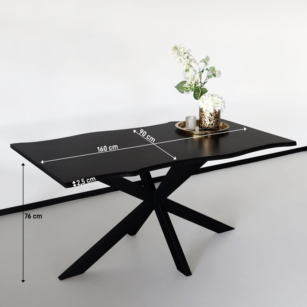 Tweedekans model: Eettafel langwerpig 160cm Jeffo zwart langwerpige tafel Tweedekans model: Eettafel langwerpig 160cm Jeffo zwart langwerpige tafel