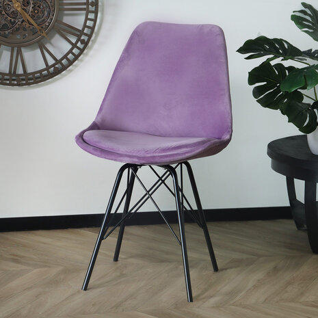 Lizzely Garden & Living Eetkamerstoel Viga paars velvet eetstoel Lizzely Garden & Living Eetkamerstoel Viga paars velvet eetstoel