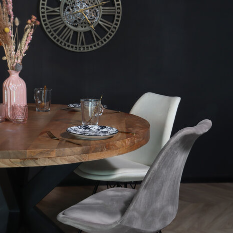 Lizzely Garden & Living Eetkamerstoel Viga grijs velvet eetstoel