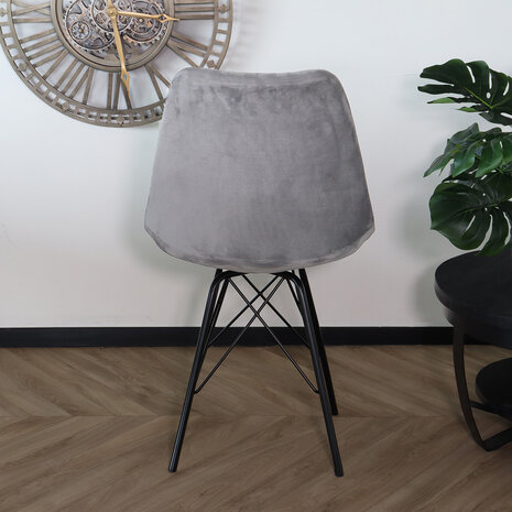 Lizzely Garden & Living Eetkamerstoel Viga grijs velvet eetstoel
