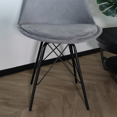 Lizzely Garden & Living Eetkamerstoel Viga grijs velvet eetstoel