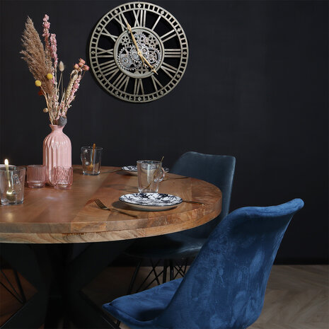 Lizzely Garden & Living Eetkamerstoel Viga donkerblauw velvet eetstoel