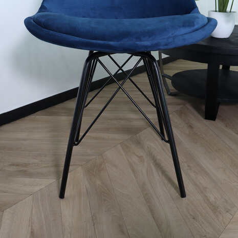 Lizzely Garden & Living Eetkamerstoel Viga donkerblauw velvet eetstoel