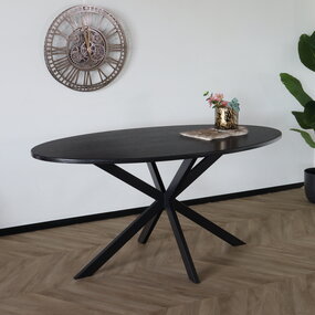 Lizzely Garden & Living Tweedekans model: Eettafel ovaal 160cm Rato zwart ovale tafel Lizzely Garden & Living Tweedekans model: Eettafel ovaal 160cm Rato zwart ovale tafel