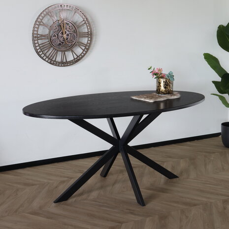 Lizzely Garden & Living Tweedekans model: Eettafel ovaal 160cm Rato zwart ovale tafel Lizzely Garden & Living Tweedekans model: Eettafel ovaal 160cm Rato zwart ovale tafel
