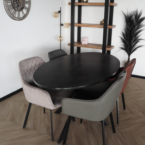 Lizzely Garden & Living Tweedekans model: Eettafel ovaal 160cm Rato zwart ovale tafel Lizzely Garden & Living Tweedekans model: Eettafel ovaal 160cm Rato zwart ovale tafel