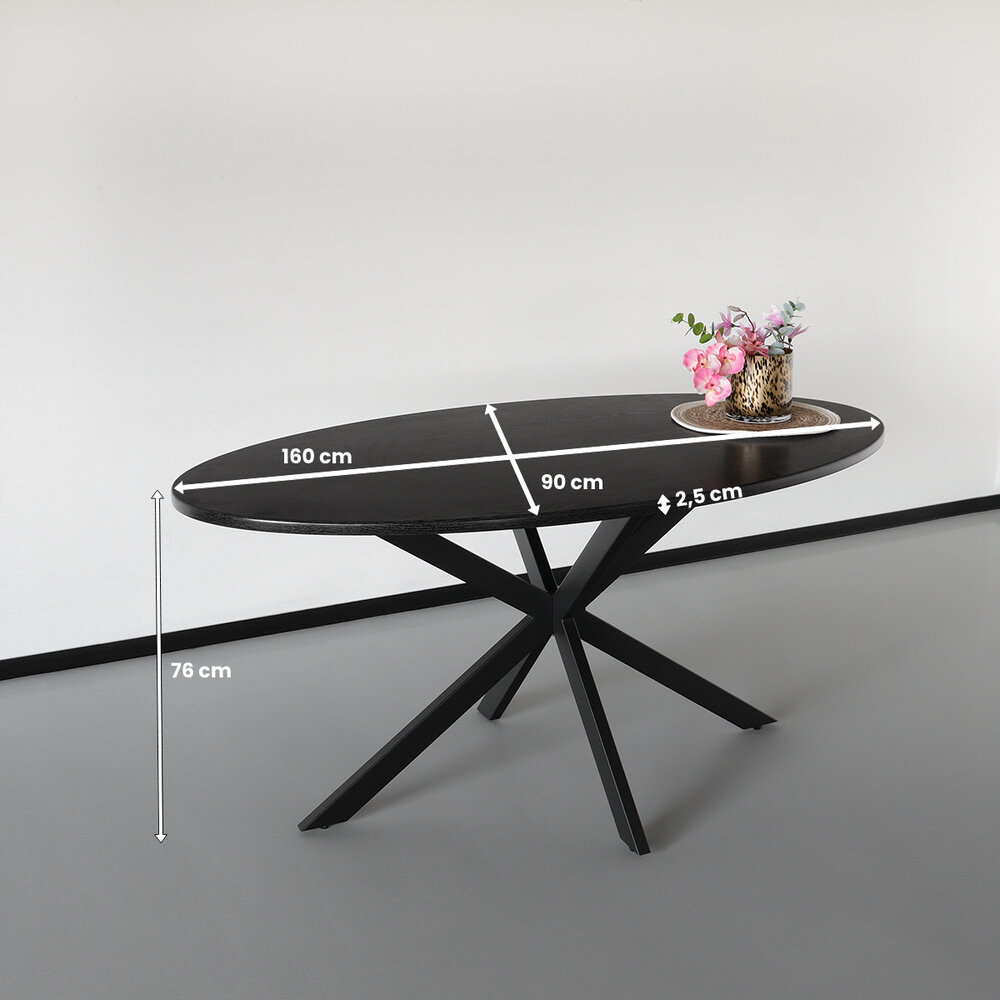 Tweedekans model: Eettafel ovaal 160cm Rato zwart ovale tafel Tweedekans model: Eettafel ovaal 160cm Rato zwart ovale tafel