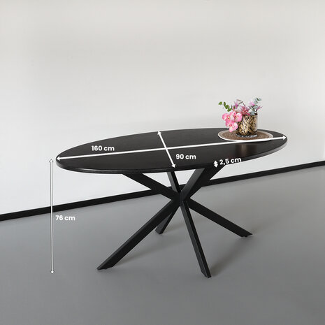 Lizzely Garden & Living Tweedekans model: Eettafel ovaal 160cm Rato zwart ovale tafel Lizzely Garden & Living Tweedekans model: Eettafel ovaal 160cm Rato zwart ovale tafel