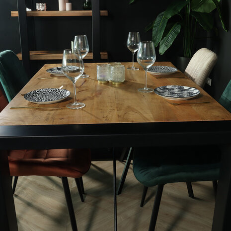 Lizzely Garden & Living Eettafel rechthoekig mangohout Jonas lichtbruin 140cm duurzaam mango tafel eetkamertafel hout