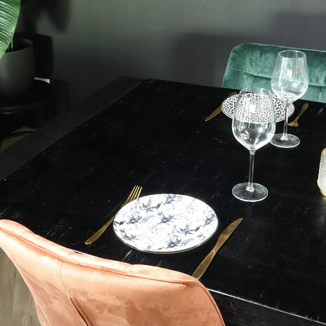 Lizzely Garden & Living Eettafel rechthoekig mangohout Jonas zwart 140cm duurzaam mango tafel eetkamertafel hout