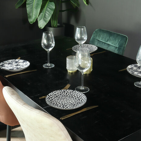 Lizzely Garden & Living Eettafel rechthoekig mangohout Jonas zwart 140cm duurzaam mango tafel eetkamertafel hout