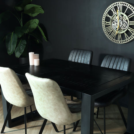 Lizzely Garden & Living Eettafel rechthoekig mangohout Jonas zwart 140cm duurzaam mango tafel eetkamertafel hout