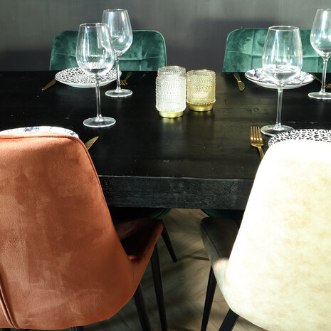 Lizzely Garden & Living Eettafel rechthoekig mangohout Jonas zwart 160cm duurzaam mango tafel eetkamertafel hout