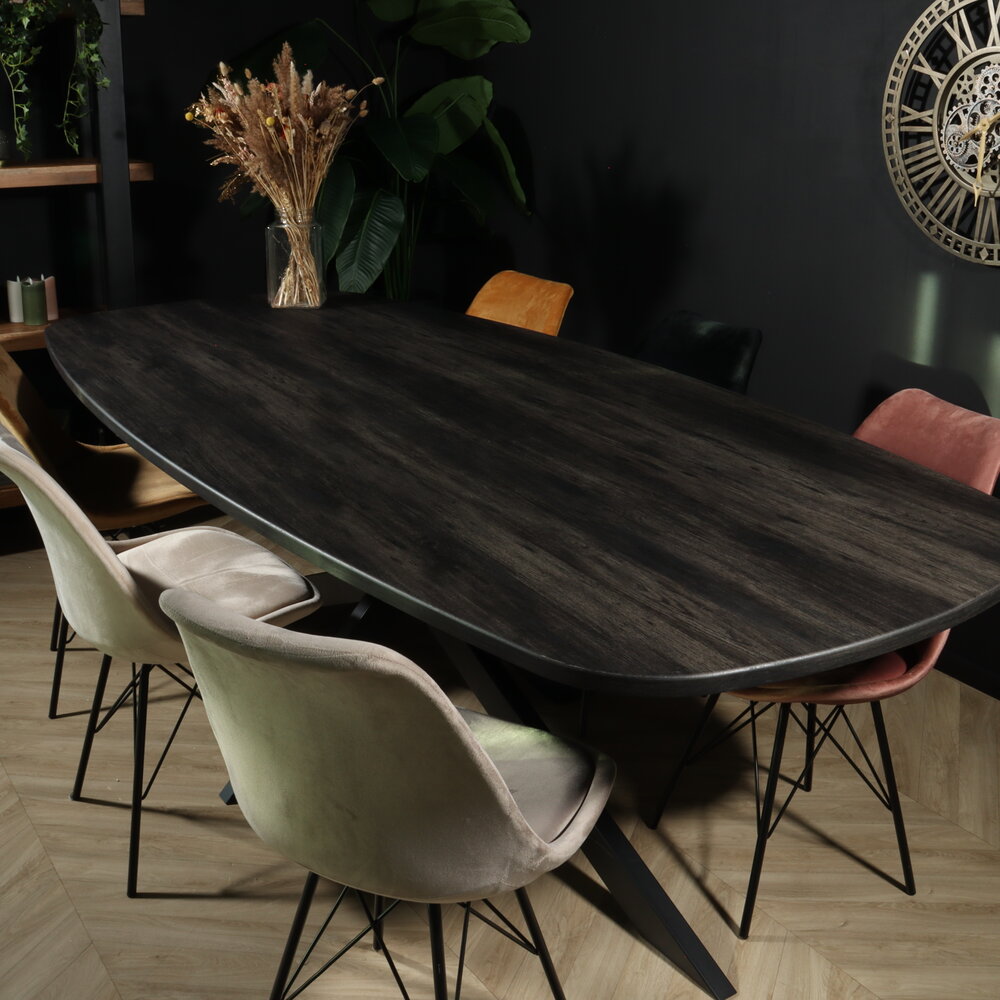 Eettafel Deens ovaal 240x110cm zwart Hero ovale eettafel