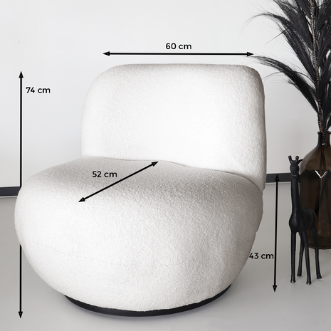 Lizzely Garden & Living Draai fauteuil Lara teddy wit draaibare fauteuil