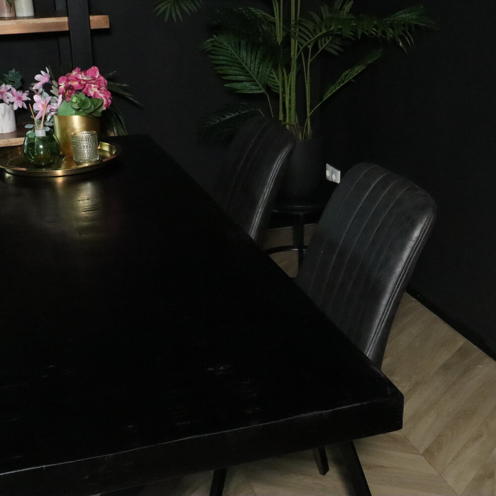 Eettafel rechthoekig mangohout Xavier zwart 180cm duurzaam tafel met X-poot mango eetkamertafel rechthoek hout Eettafel rechthoekig mangohout Xavier zwart 180cm duurzaam tafel met X-poot mango eetkamertafel rechthoek hout