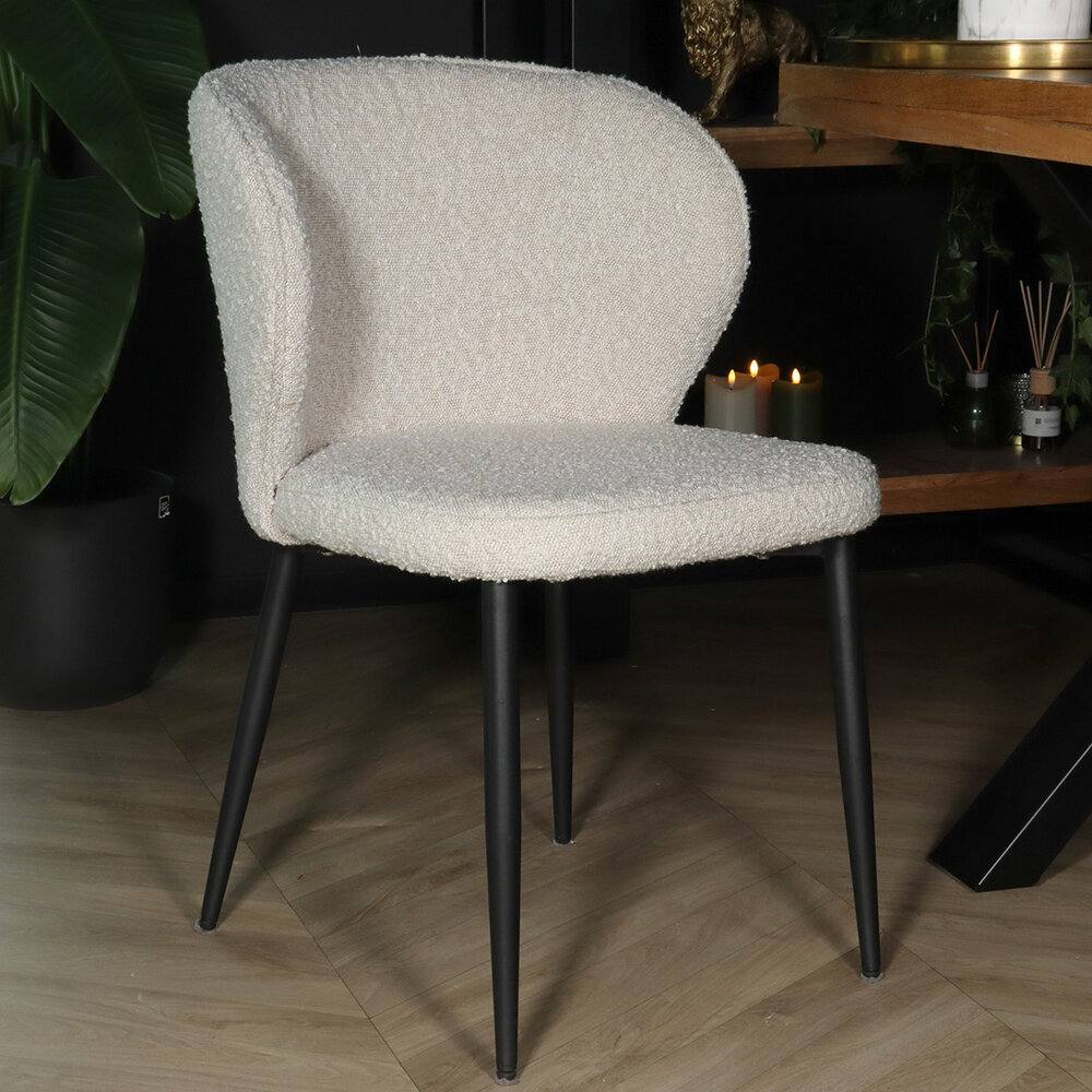 Eetkamerstoel Coco boucle wit eetstoel