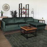 Lizzely Garden & Living Hoekbank design Lizza 269cm bank donkergroen velvet loungebank zowel links als rechts bankstel