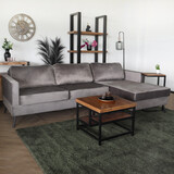 Lizzely Garden & Living Hoekbank Design Lizza 269cm bank grijs velvet loungebank zowel links als rechts bankstel
