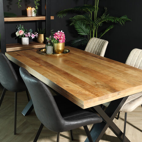 Lizzely Garden & Living Eettafel rechthoekig mangohout Xavier lichtbruin 180cm duurzaam tafel met X-poot mango eetkamertafel rechthoek hout Lizzely Garden & Living Eettafel rechthoekig mangohout Xavier lichtbruin 180cm duurzaam tafel met X-poot mango eetkamertafel rechthoek hout