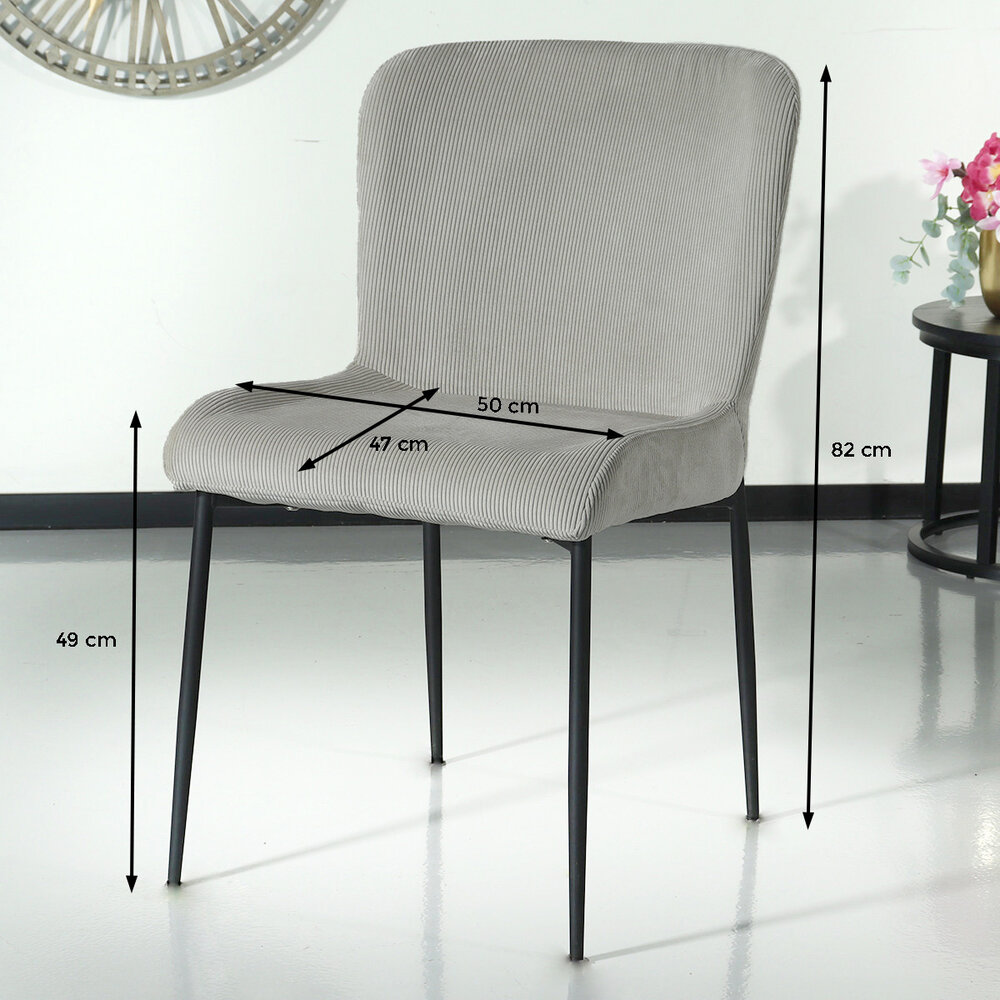 Eetkamerstoel Maxime zand ribstof eetstoel Eetkamerstoel Maxime zand ribstof eetstoel