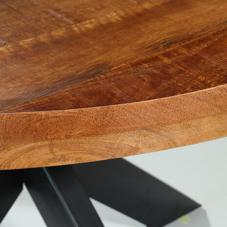 Lizzely Garden & Living Eettafel rond mangohout 120cm Jones bruin ronde industriële tafel duurzaam mango eetkamertafel
