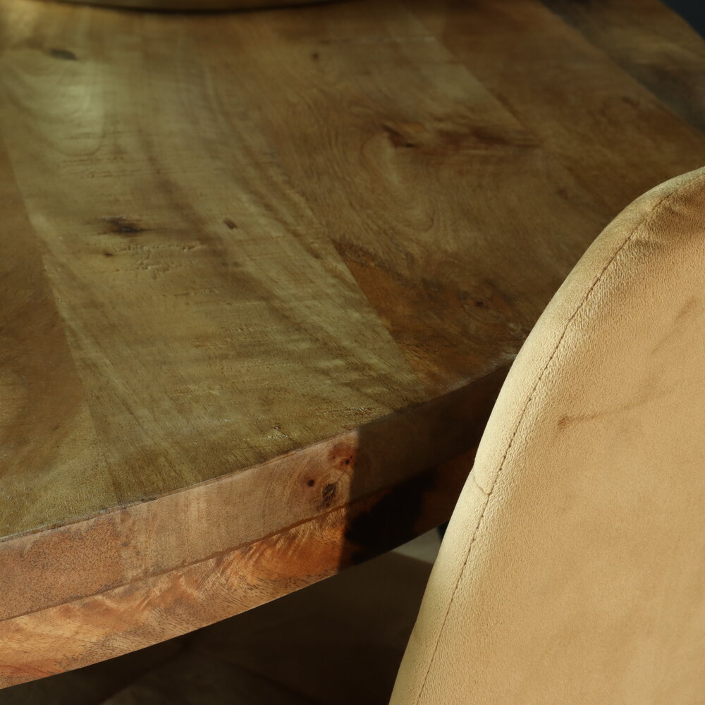 Eettafel rond mangohout 130cm Jones lichtbruin ronde industriële tafel duurzaam mango eetkamertafel Eettafel rond mangohout 130cm Jones lichtbruin ronde industriële tafel duurzaam mango eetkamertafel