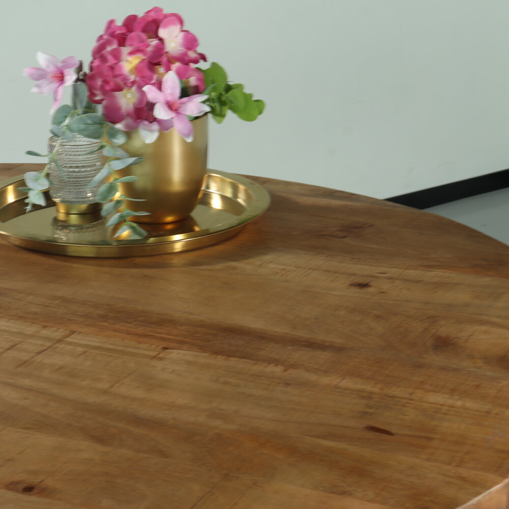 Eettafel rond mangohout 130cm Jones lichtbruin ronde industriële tafel duurzaam mango eetkamertafel Eettafel rond mangohout 130cm Jones lichtbruin ronde industriële tafel duurzaam mango eetkamertafel