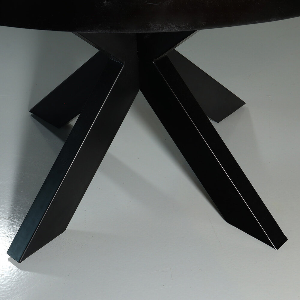 Eettafel rond mangohout 120cm Jones zwart ronde industriële tafel duurzaam mango eetkamertafel Eettafel rond mangohout 120cm Jones zwart ronde industriële tafel duurzaam mango eetkamertafel