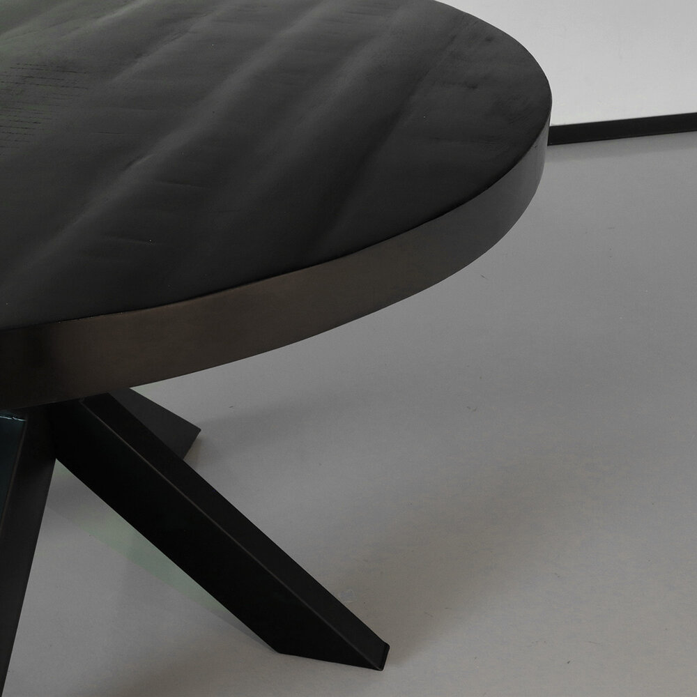 Eettafel rond mangohout 120cm Jones zwart ronde industriële tafel duurzaam mango eetkamertafel Eettafel rond mangohout 120cm Jones zwart ronde industriële tafel duurzaam mango eetkamertafel