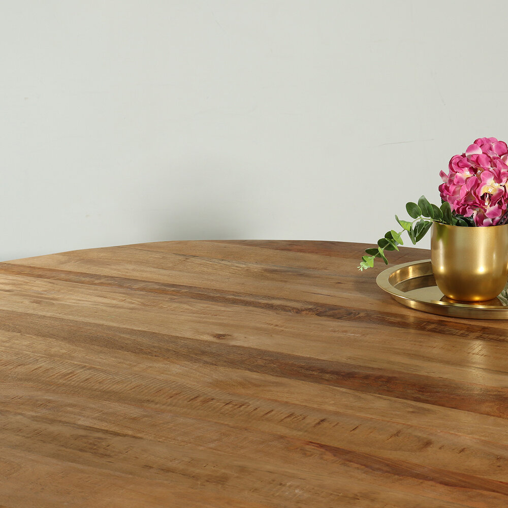 Eettafel rond mangohout 150cm Jones lichtbruin ronde industriële tafel duurzaam mango eetkamertafel Eettafel rond mangohout 150cm Jones lichtbruin ronde industriële tafel duurzaam mango eetkamertafel