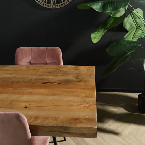 Lizzely Garden & Living Eettafel langwerpig mangohout 160cm lichtbruin John langwerpige tafel duurzaam mango eetkamertafel