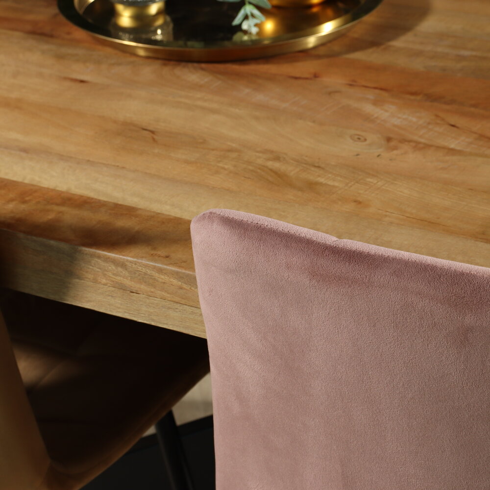 Eettafel langwerpig mangohout 160cm lichtbruin John langwerpige tafel duurzaam mango eetkamertafel