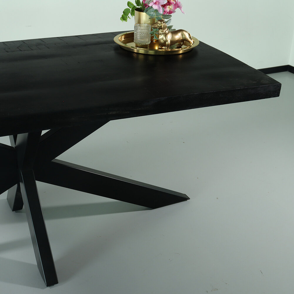 Eettafel langwerpig mangohout 180cm zwart John langwerpige tafel duurzaam mango eetkamertafel Eettafel langwerpig mangohout 180cm zwart John langwerpige tafel duurzaam mango eetkamertafel