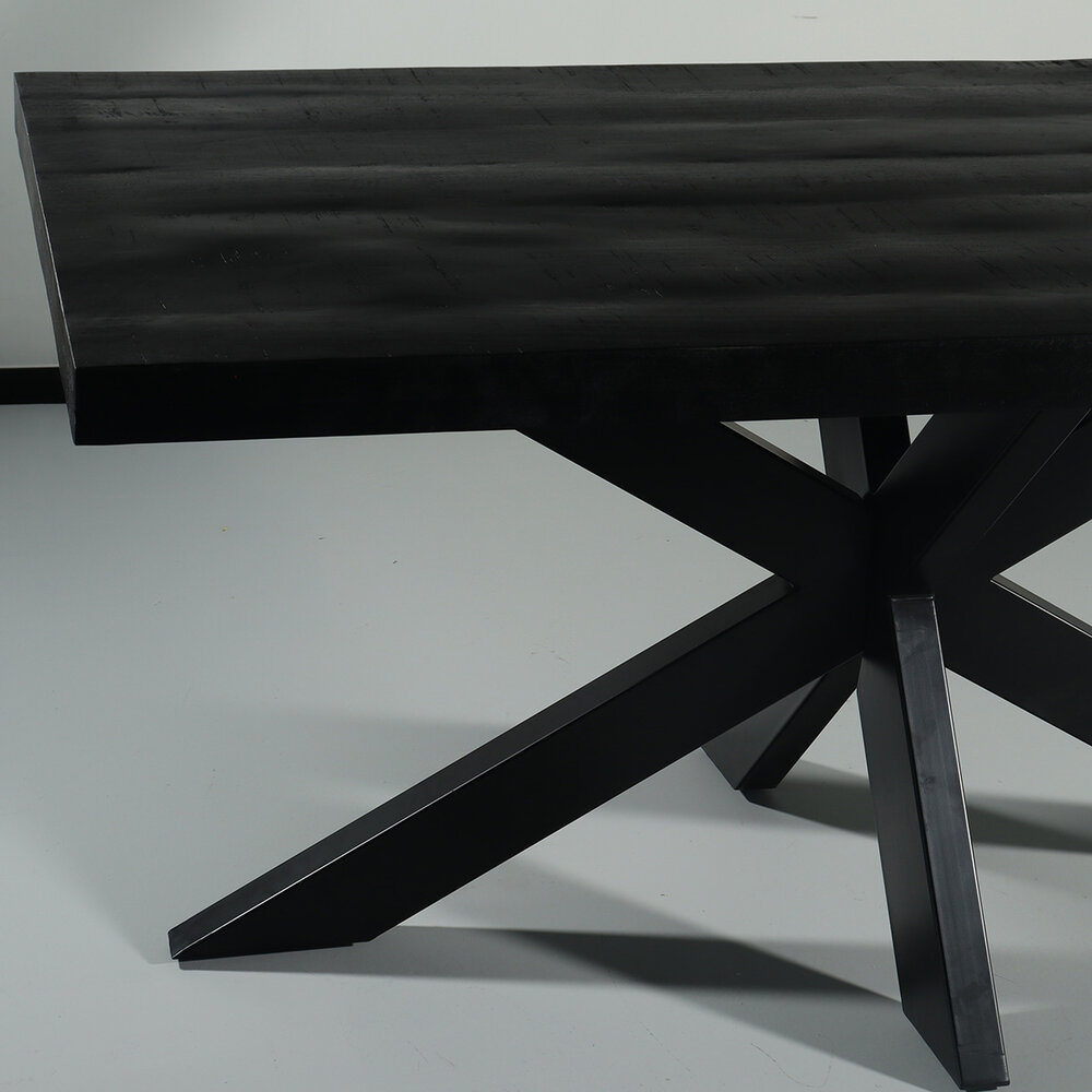 Eettafel langwerpig mangohout 160cm zwart John langwerpige tafel duurzaam mango eetkamertafel Eettafel langwerpig mangohout 160cm zwart John langwerpige tafel duurzaam mango eetkamertafel