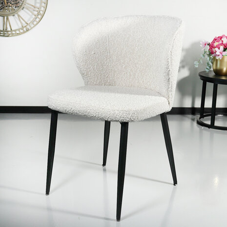 Lizzely Garden & Living Eetkamerstoel Coco boucle wit eetstoel