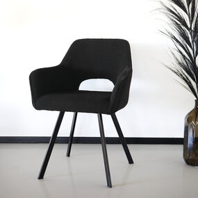 Lizzely Garden & Living Eetkamerstoel Joeri zwart teddy eetstoel design