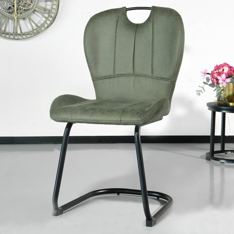 Lizzely Garden & Living Eetkamerstoel Yara met handgreep donkergroen microvezel eetstoel industrieel Lizzely Garden & Living Eetkamerstoel Yara met handgreep donkergroen microvezel eetstoel industrieel