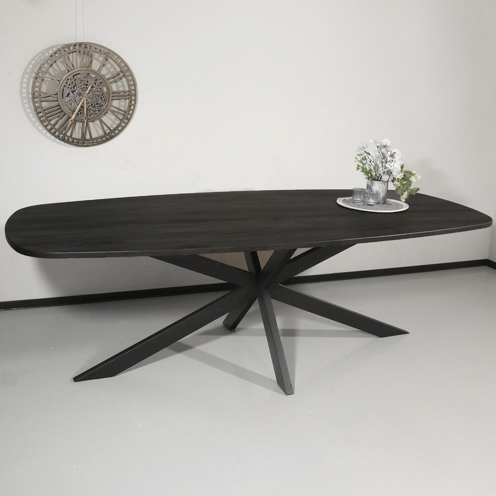 Eettafel Deens ovaal 240x110cm zwart Hero ovale eettafel