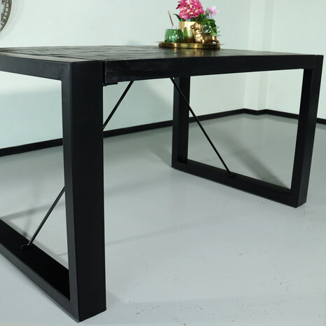Lizzely Garden & Living Eettafel rechthoekig mangohout Jonas zwart 140cm duurzaam mango tafel eetkamertafel hout