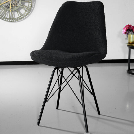 Lizzely Garden & Living Eetkamerstoel Viga zwart teddy eetstoel