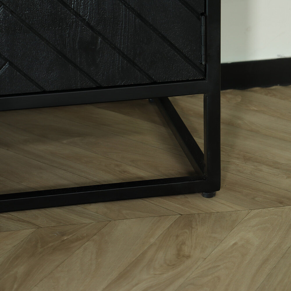 TV meubel industrieel Danae zwart visgraat duurzaam mangohout 180cm lengte mango TV meubel industrieel Danae zwart visgraat duurzaam mangohout 180cm lengte mango