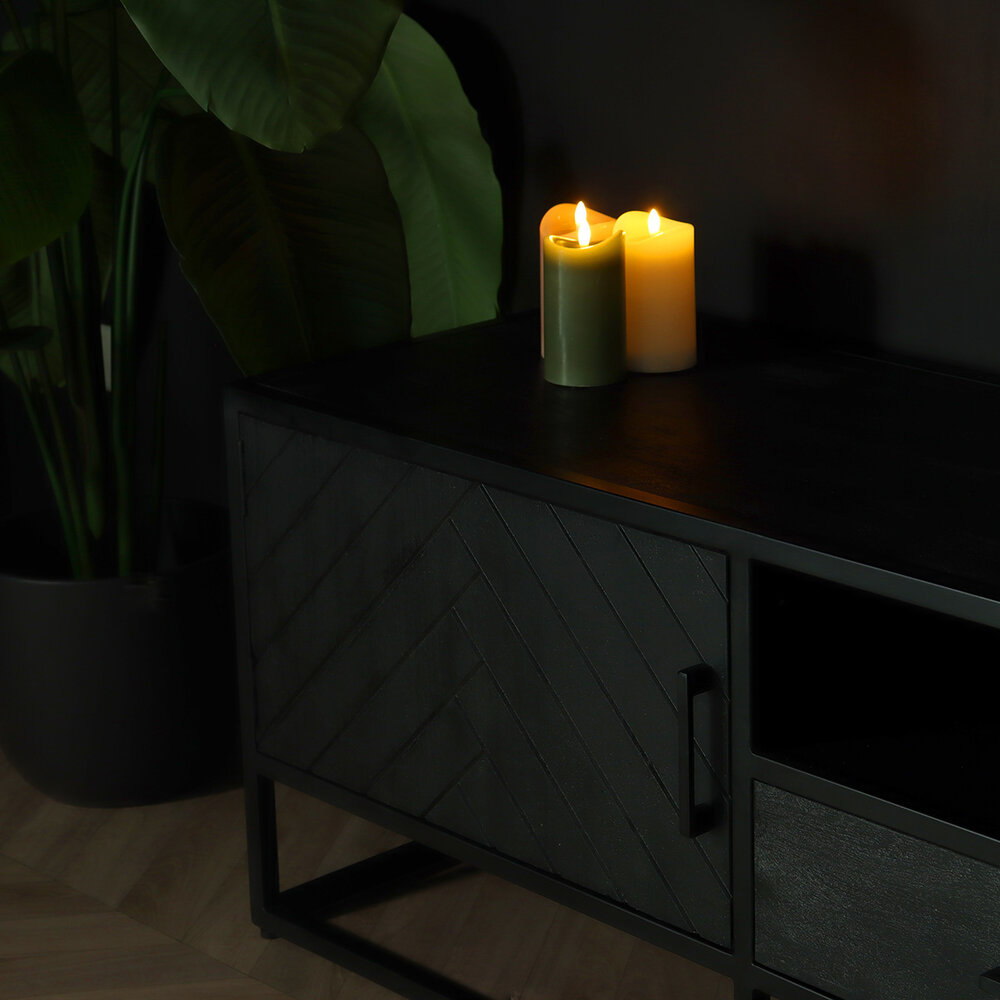 TV meubel industrieel Danae zwart visgraat duurzaam mangohout 180cm lengte mango TV meubel industrieel Danae zwart visgraat duurzaam mangohout 180cm lengte mango