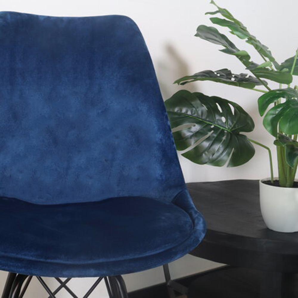 Eetkamerstoel Viga donkerblauw velvet eetstoel